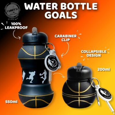 Collapsible Football Hiking Black Water Bottle