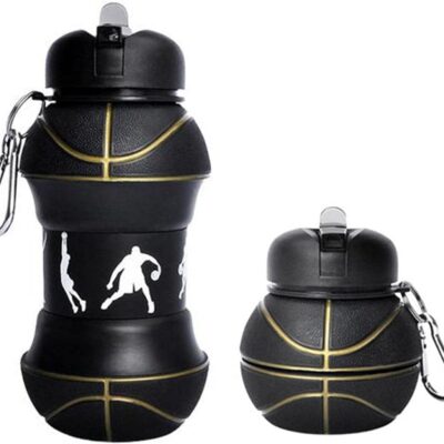 Collapsible Football Hiking Black Water Bottle
