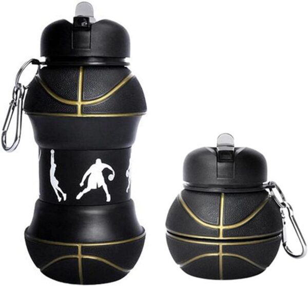 Collapsible Football Hiking Black Water Bottle